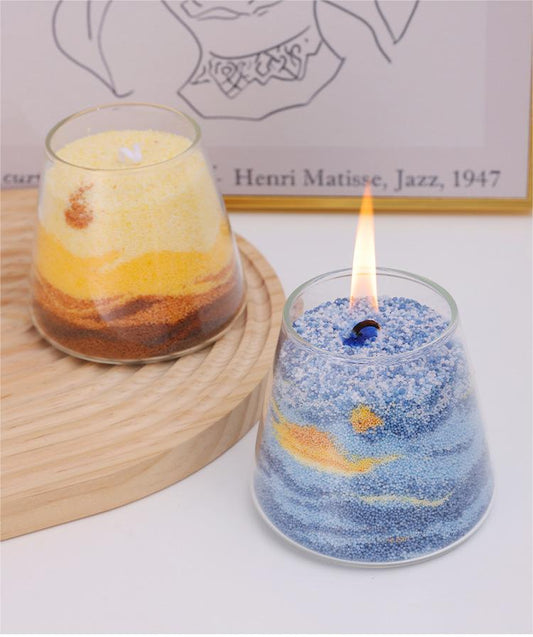 Scented Candle DIY Kit，Artistic Sand Painting Candle Making Supplies Includes Colored Wax Pellet, Essential Oil, Cotton Wick and Glass Jar