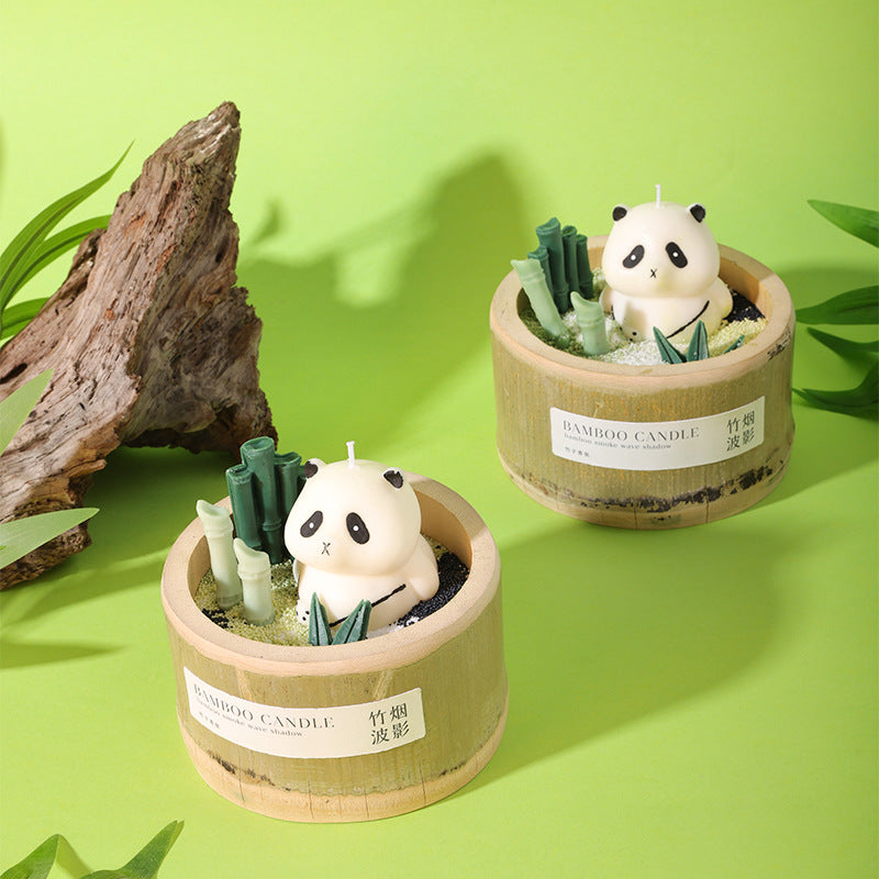 Panda and Bamboo-Shaped Candle，Sand Art Painting Decorative Candle Making Kits