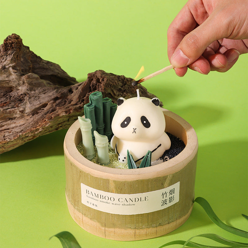 Panda and Bamboo-Shaped Candle，Sand Art Painting Decorative Candle Making Kits