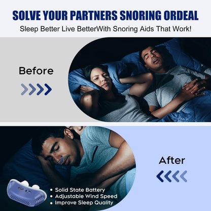 Anti Snoring Devices, Effective Snoring Prevention, Twin Turbine Electric Adjustable and Breathable, Adjustable Wind Speed, Snoring Solution for Men and Women, Suitable for All Nose Shapes.