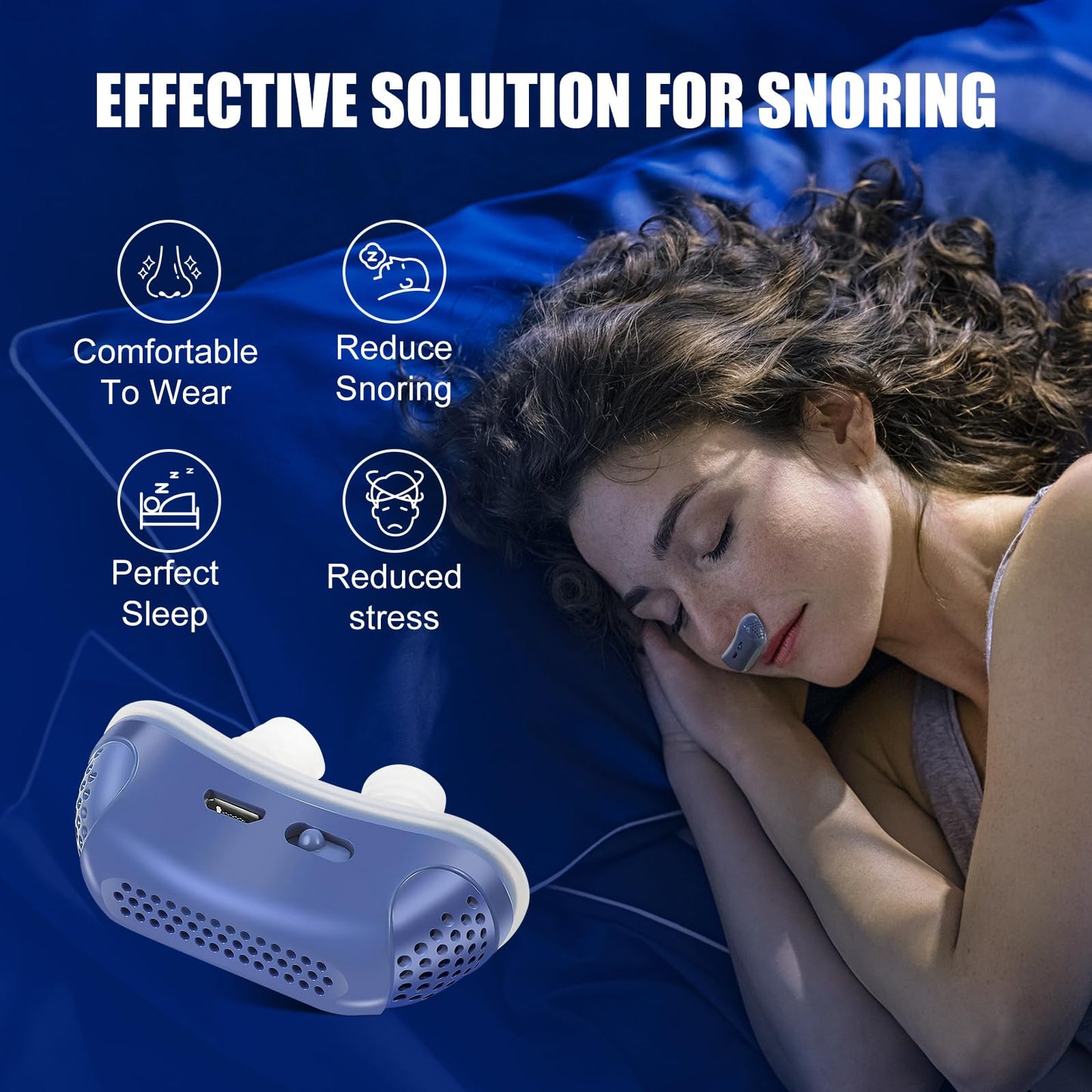 Anti Snoring Devices, Effective Snoring Prevention, Twin Turbine Electric Adjustable and Breathable, Adjustable Wind Speed, Snoring Solution for Men and Women, Suitable for All Nose Shapes.