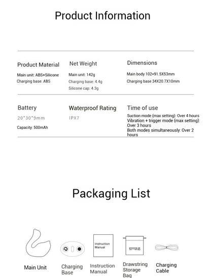 Zhiji Swan™ - Dual Stimulation Clitoral Sucking & G-Spot Vibrator with Instant-Pause Button