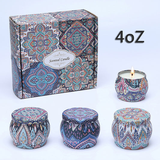 Scented Candle Set(4pcs)，Aromatherapy candles Made from a natural soy wax blend,Serenity + Calm (Lemon+Lavender+Rosemary+Vanilla)